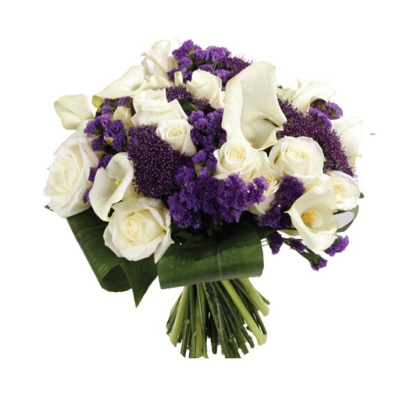 Bouquet rond blanc/violet